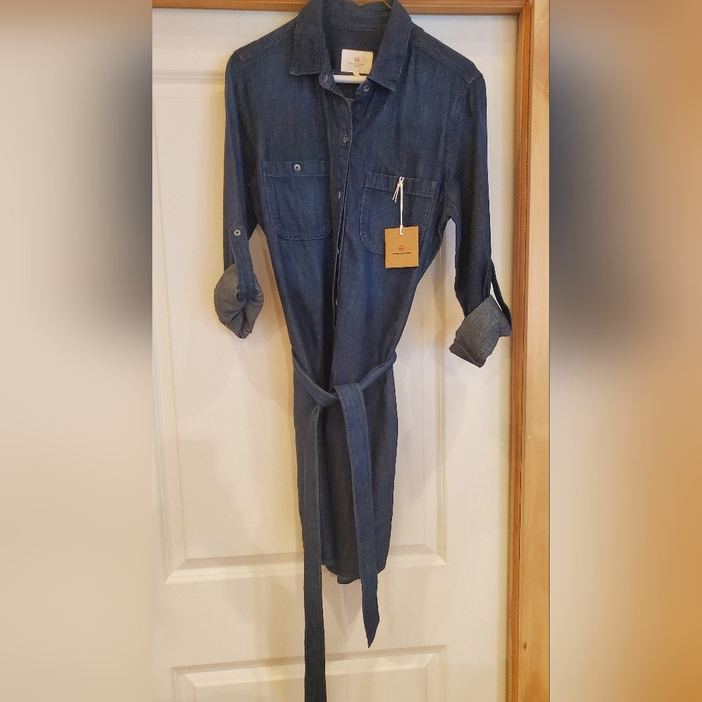 AG Denim Shirt Dress with Belt